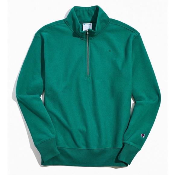 Champion Urban Outfitters Exclusive Reverse Weave Green Quarter-Zip Sweatshirt - Picture 2 of 8